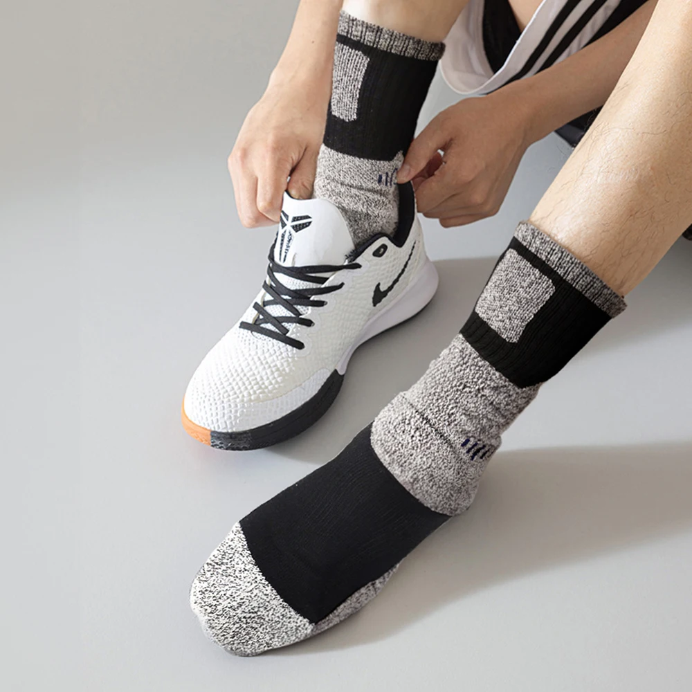 BYC [5 pairs] thick climbing socks men's sports double file long neck men's socks set