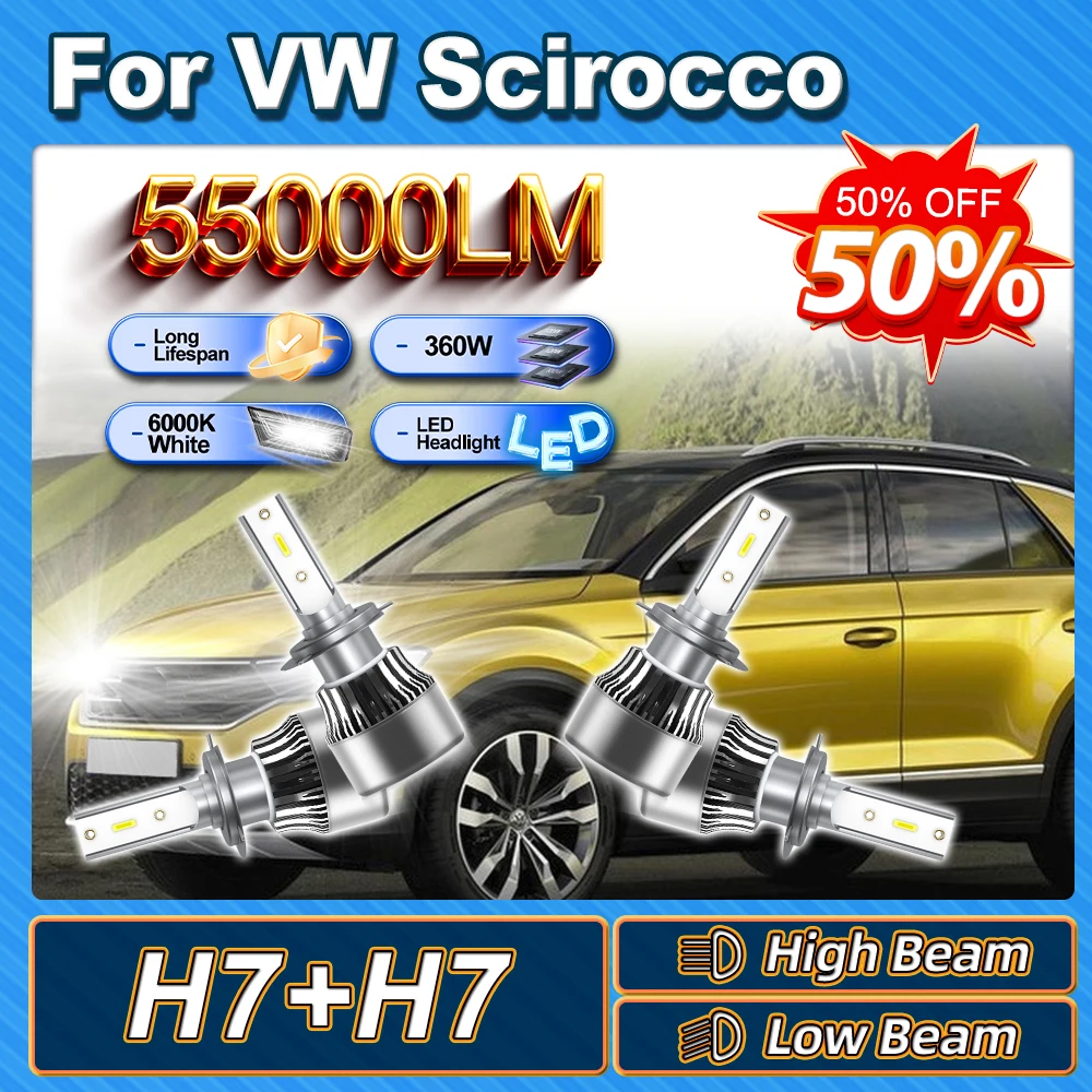 

For VW Scirocco 2008 2009 2010 2011 2012 2013 2014 2015 2016 2017 H7 High Low Beam 360W Headlight Bulb 6000K Canbus No Error