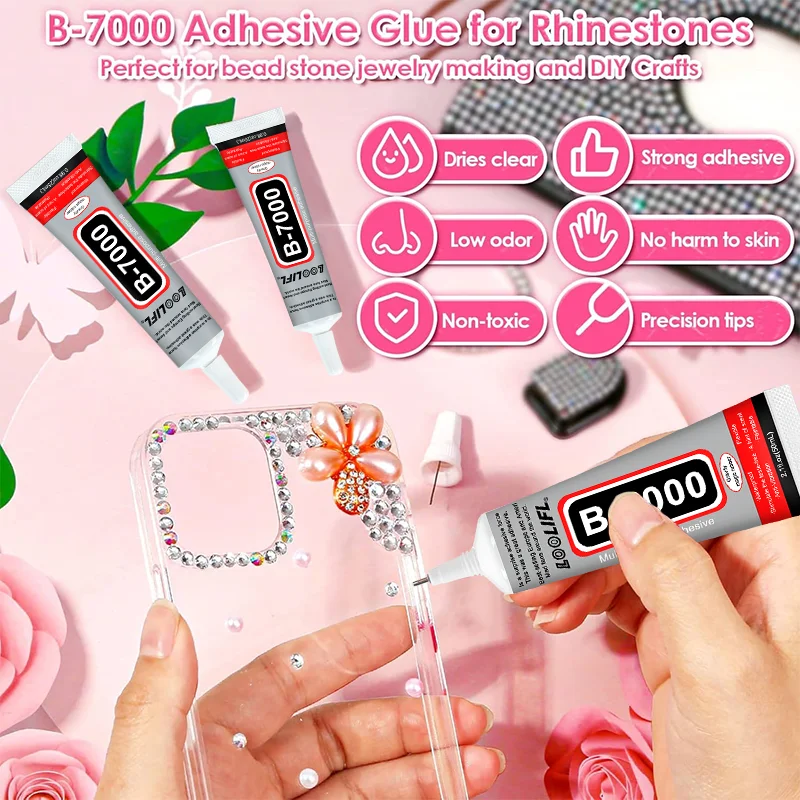 B-7000 super glue, transparent rhinestone crafts, DIY tools and B7000 high viscosity glue are safe, harmless and quick-drying. image 2