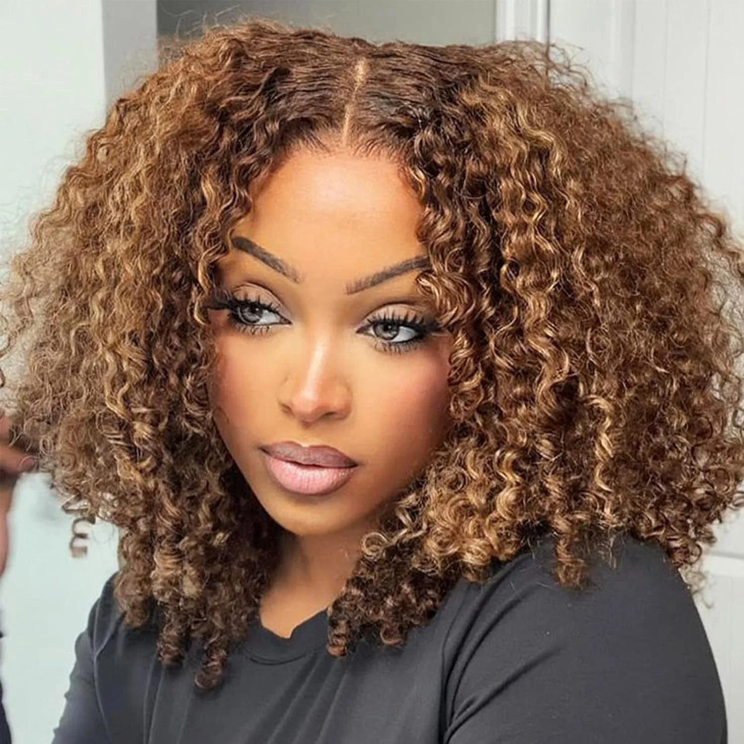 

Highlight Curly Lace Front Wigs Deep Wave Short Bob Wig Human Hair 4/27 Ombre Honey Blonde 13x4 Frontal Lace For Black Woman
