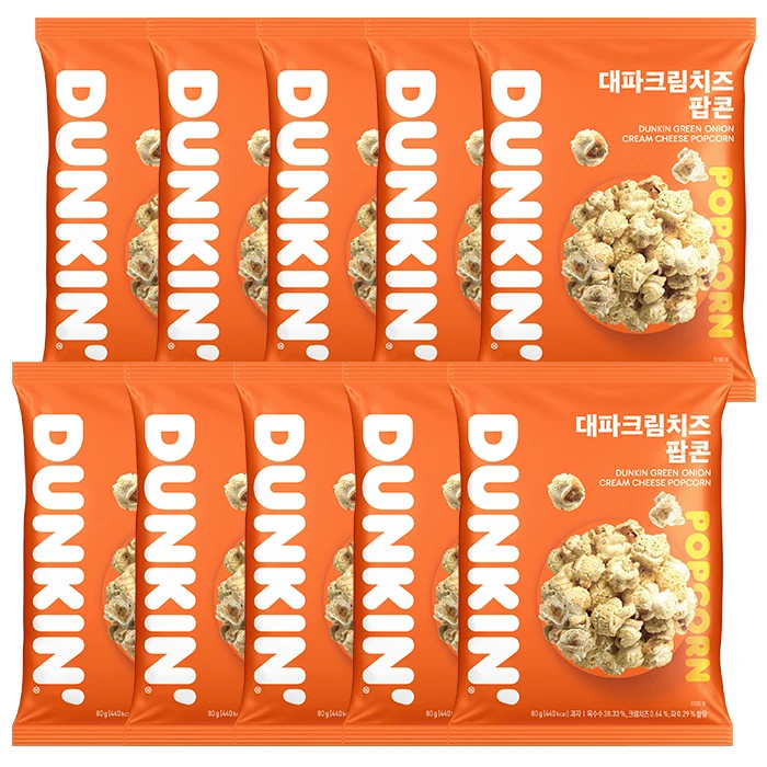 10 80g Dunkin's Papa Cream Cheese popcorn