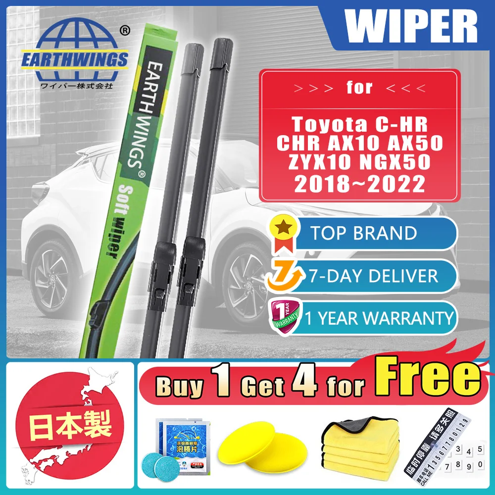 For Toyota C-HR CHR 2018 2019 2020 2021 2022 AX10 AX50 ZYX10 NGX50 Front Rear Wiper Blades Windshield Windscreen Car Accessories