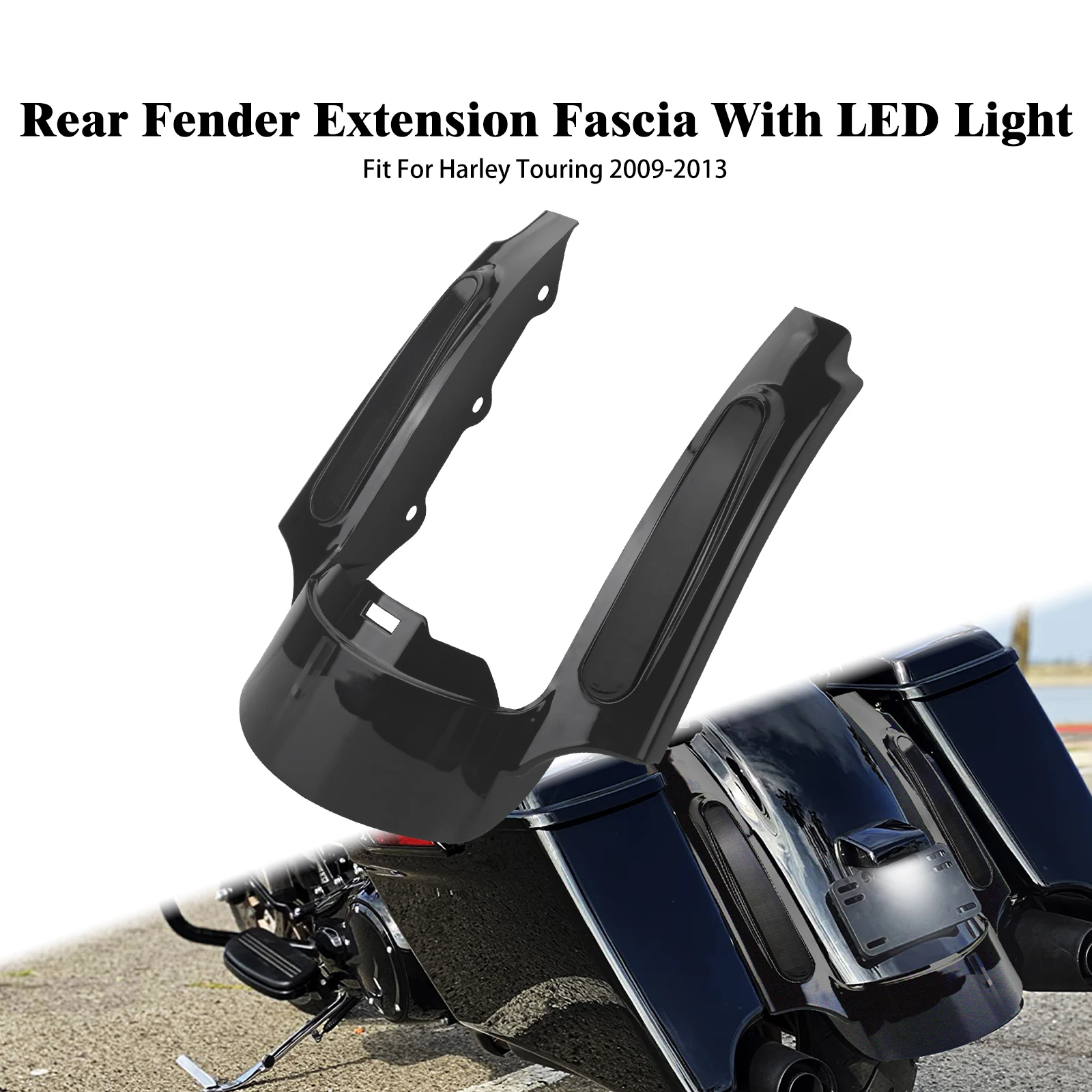

Motorcycle Rear Fender Extension LED Tail Light Fit For Harley Touring Road King Electra Glide 09-13, Not Fit FLHRC CVO Models