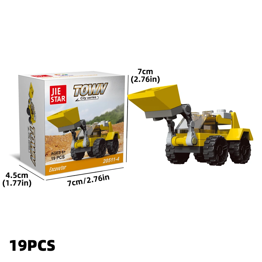 Urban Transport Series: Backhoe Building Blocks Set - DIY Assembly Toy,Birthday Gift to Inspire Children's Creativity