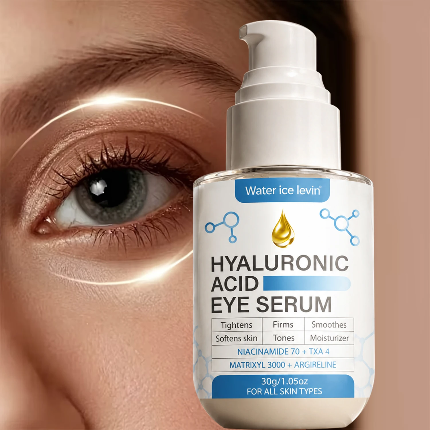 Water ice levin Hyaluronic Acid Eye Serum 30g Niacinamide TXA Matrixyl Argireline Moisturizing Nourishing Eye Care