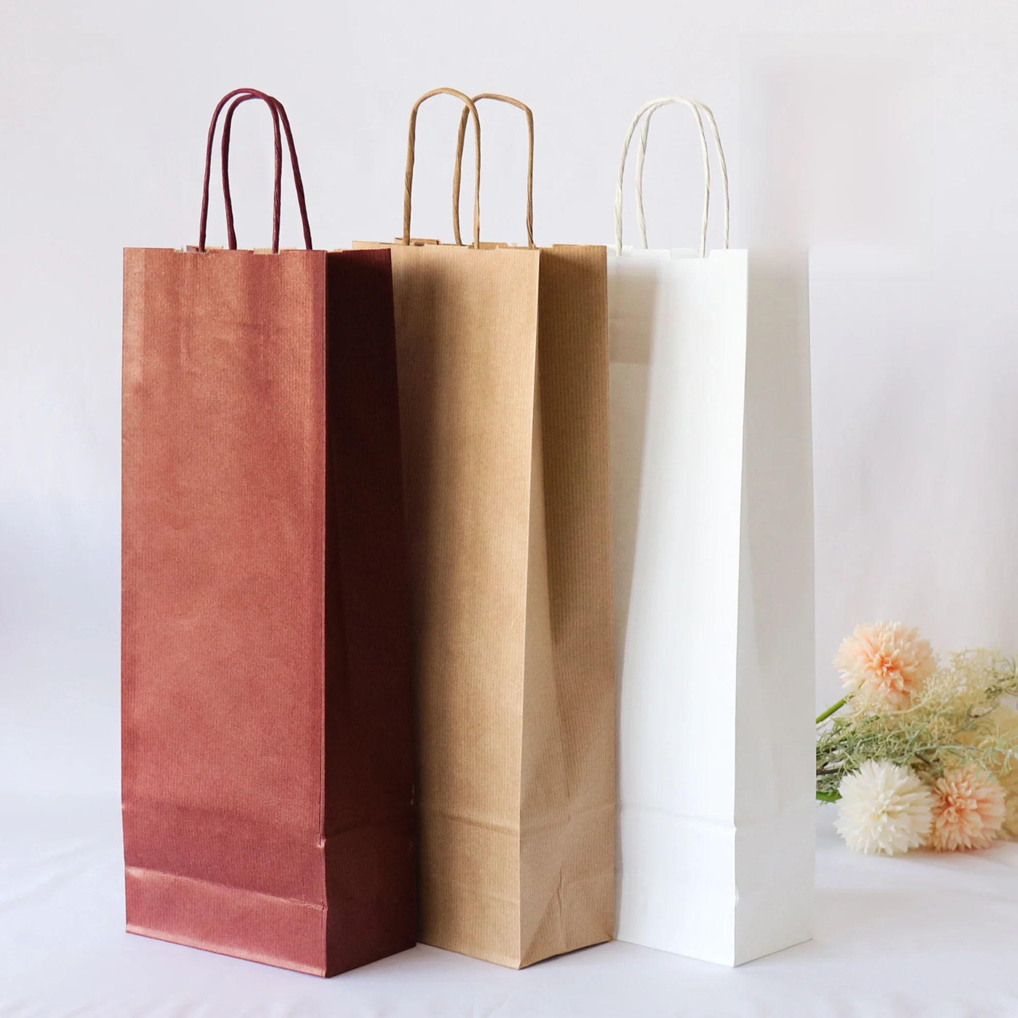 Sacos De Garrafa De Papel Para Homens, Alças Pesadas Sacos De Garrafa De Vinho, Presentes Originais