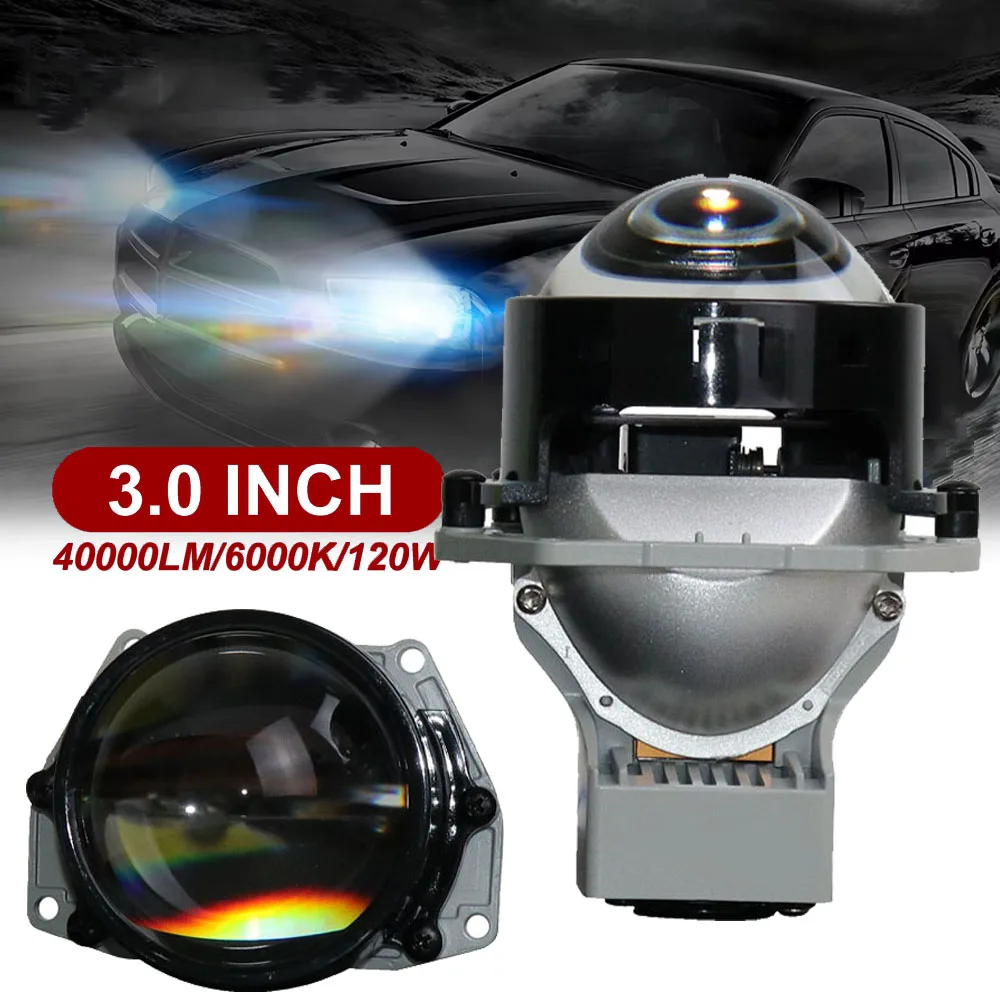 

2 шт. 3-дюймовые би-светодиодные фары для проектора, линзы для светодиодных фонарей Hella, проектор 120 Вт, 40000LM, диодные фары, автомобильные аксессуары