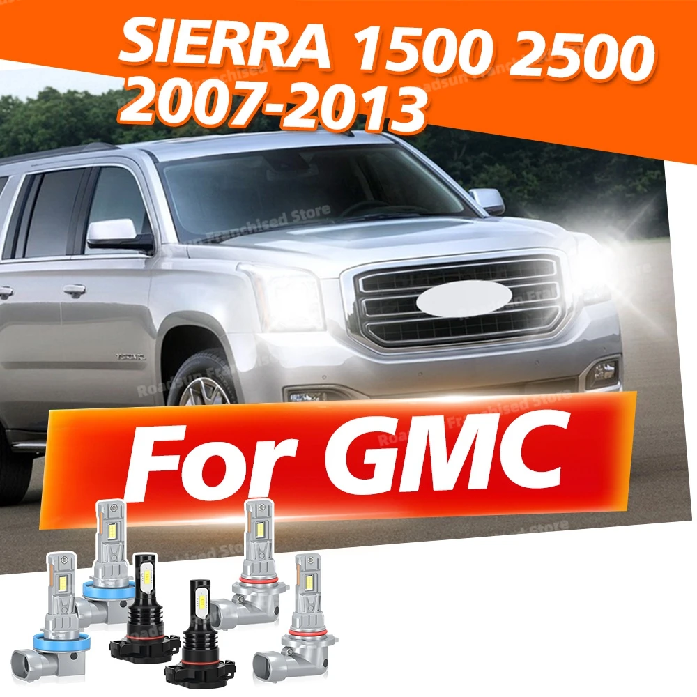 

2/6x автоматические фары для GMC SIERRA 1500 2500 2007-2013, лампы дальнего и ближнего света, 6000K 3570, чипы CSP, противотуманные фары, аксессуары 12 В