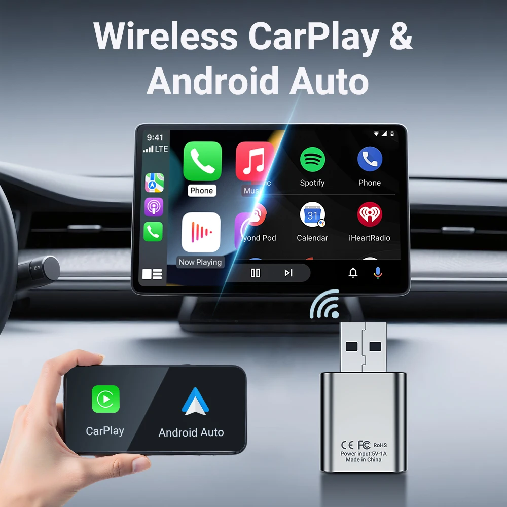 محول CarPlay & Android Auto اللاسلكي 2025 - دونجل توصيل وتشغيل USB/Type-C مدمج، يحول سلكيًا إلى لاسلكيًا، زمن انتقال منخفض #3