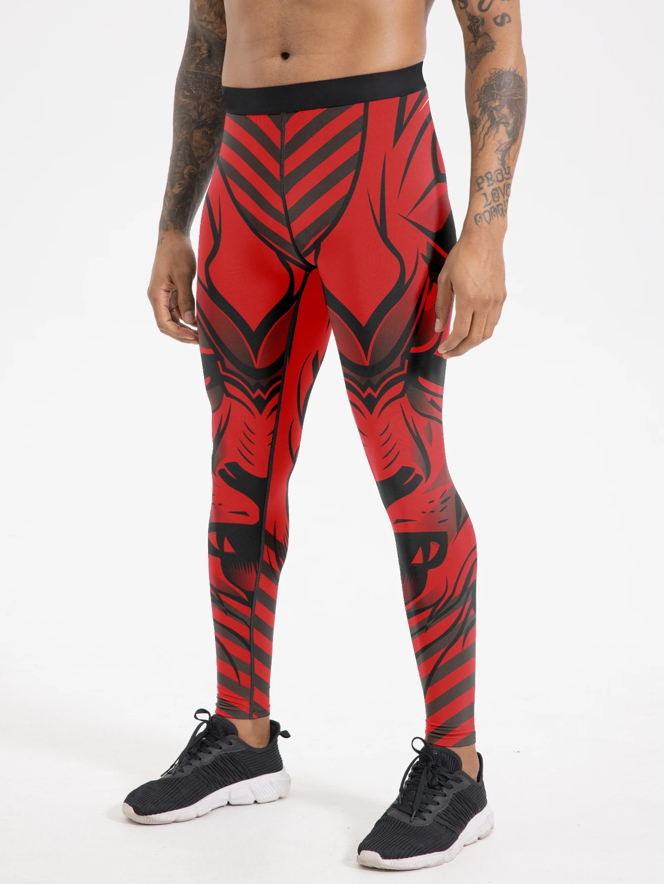 بنطال لياقة بدنية مطبوع كاجوال للرجال، تصميم حزام خصر مرن، قماش محبوك مرن قليلاً، قصة جاهزة، طوال الموسم للياقة البدنية #2