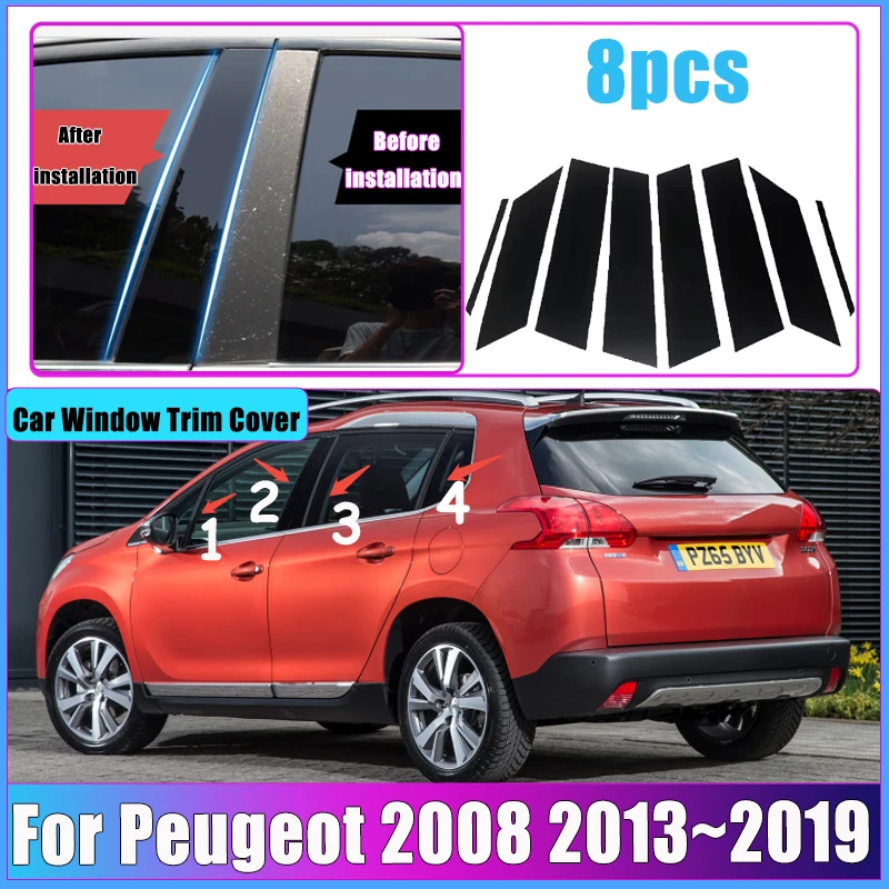

Car Door Window Pillar Post Trim Molding Cover for Peugeot 2008 A94 2013 2014 2015 2016~2019 Middle B Column Sticker Accessories