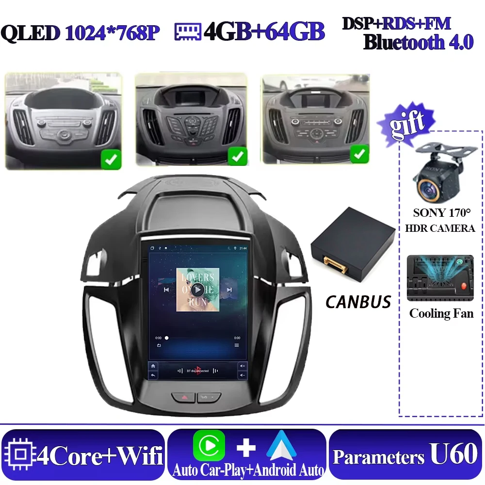 Android 16 autoradio voor Ford Kuga 2 Escape 3 2012-2019 Android 13 autoradio draadloze CarPlay 2 Din GPS navigatie Bluetooth