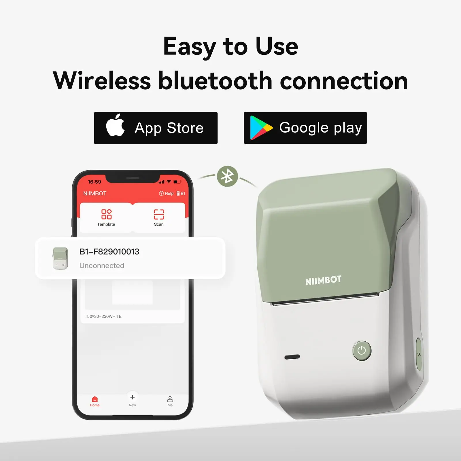 آلة صنع الملصقات Niimbot B1 مع طابعة ملصقات محمولة بشريط مقاس 2 بوصة للمكتب والشركات الصغيرة المتوافقة مع الهواتف والكمبيوتر الشخصي