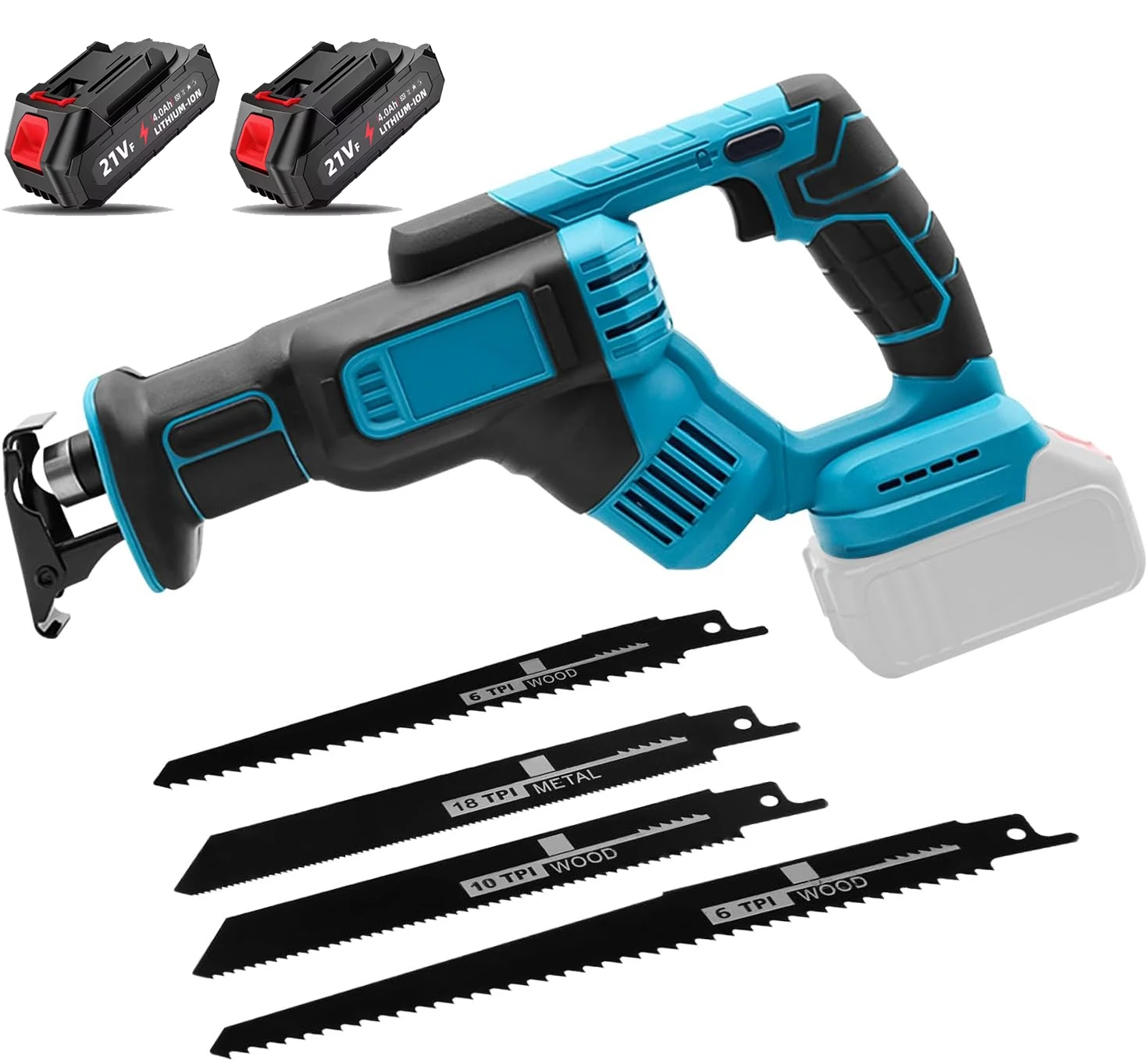 Sega a Gattuccio Elettrica Senza Fili 21V 300mm, Velocità Variabile, Utensile per Taglio Metallo e Legno, Compatibile con Batteria Makita