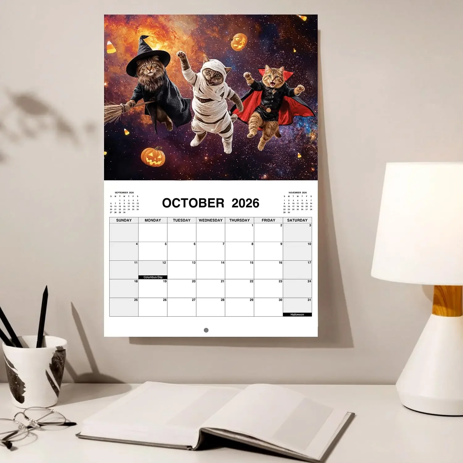 2026 Space Cats Calendar From January To December 12-month Agenda Planner Funny Cat Themed Gifts Home Office Wall Decor Calendar