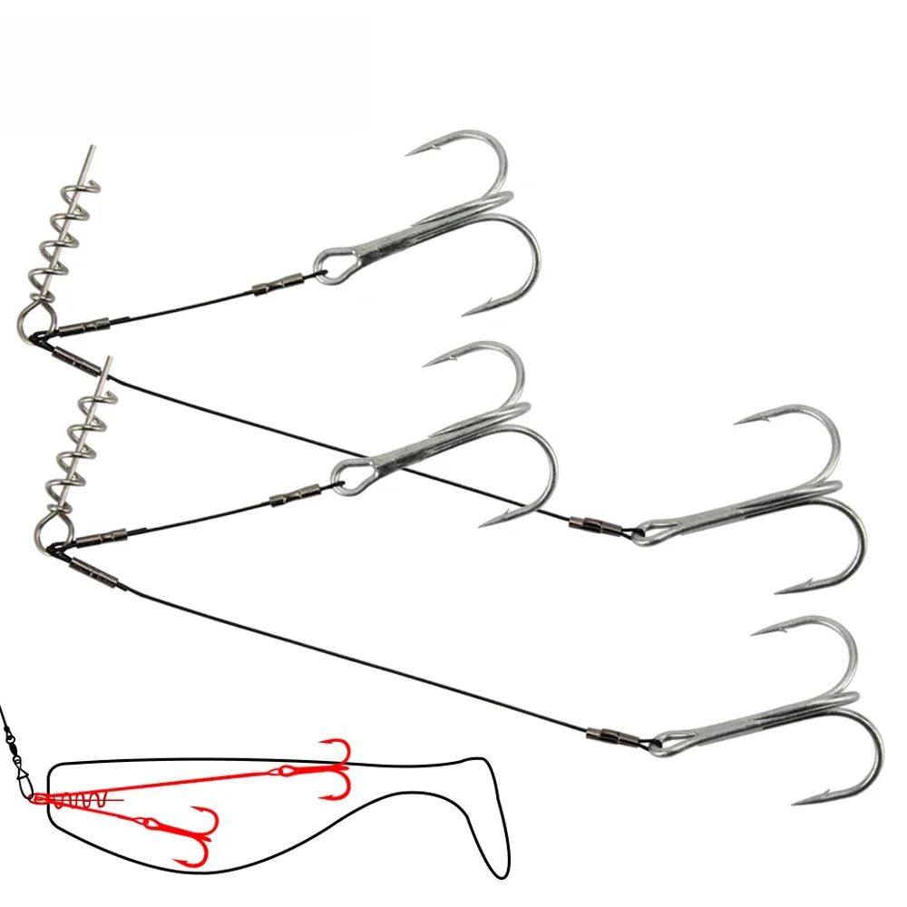 Spinpoler tire-bouchon Stinger plate-forme crochet Double tranchant triple brochet bar hameçon en acier à haute teneur en carbone pour équipement de pêche au leurre souple