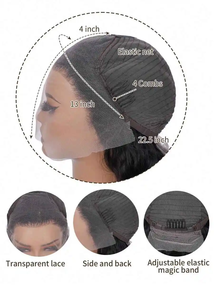 40インチ 200%密度 13x4 レースフロントウィッグ 人毛 ボディウェーブ HDレースフロントウィッグ 人毛 生え際処理済み ベビーヘア付き