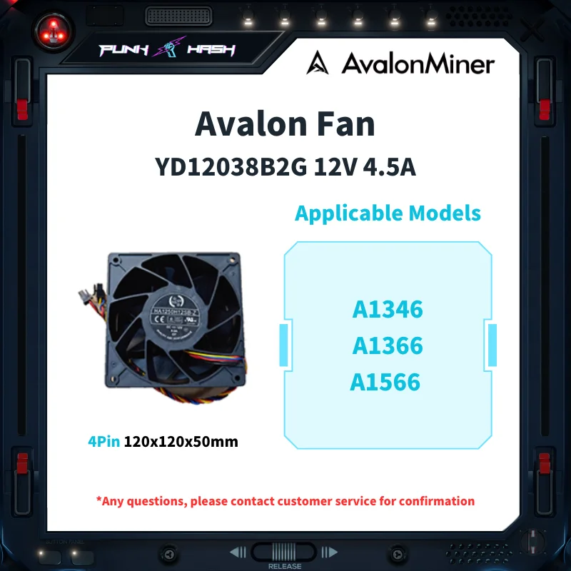 Universal 4Pin Cooling Fan YD12038B2G 12V 4.5A 6000RPM Fan for Canaan Avalon Miner A1246 A1166  A A1146 A1126 A1066 Pro