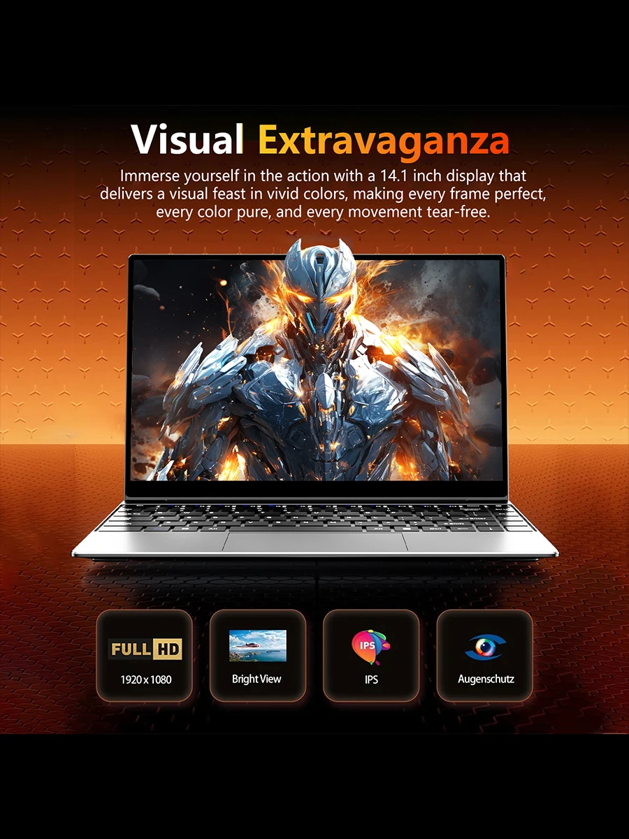 LENO Intel Pentium N3700 Laptop Windows 11 14.1" Computer 16GB RAM 512GB SSD Notebook PC Portable Laptops Office Study