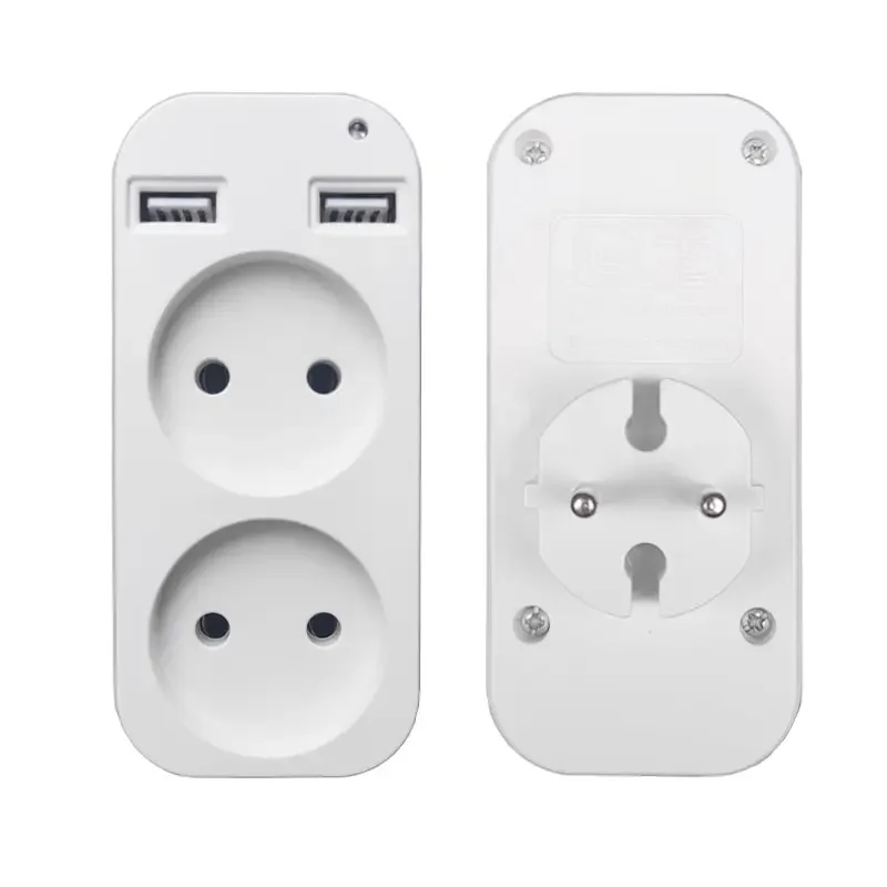 1pcs Plugue Europeu Plugue De Conversão Tomada Multifuncional Portátil Porta Usb Dupla Alemão