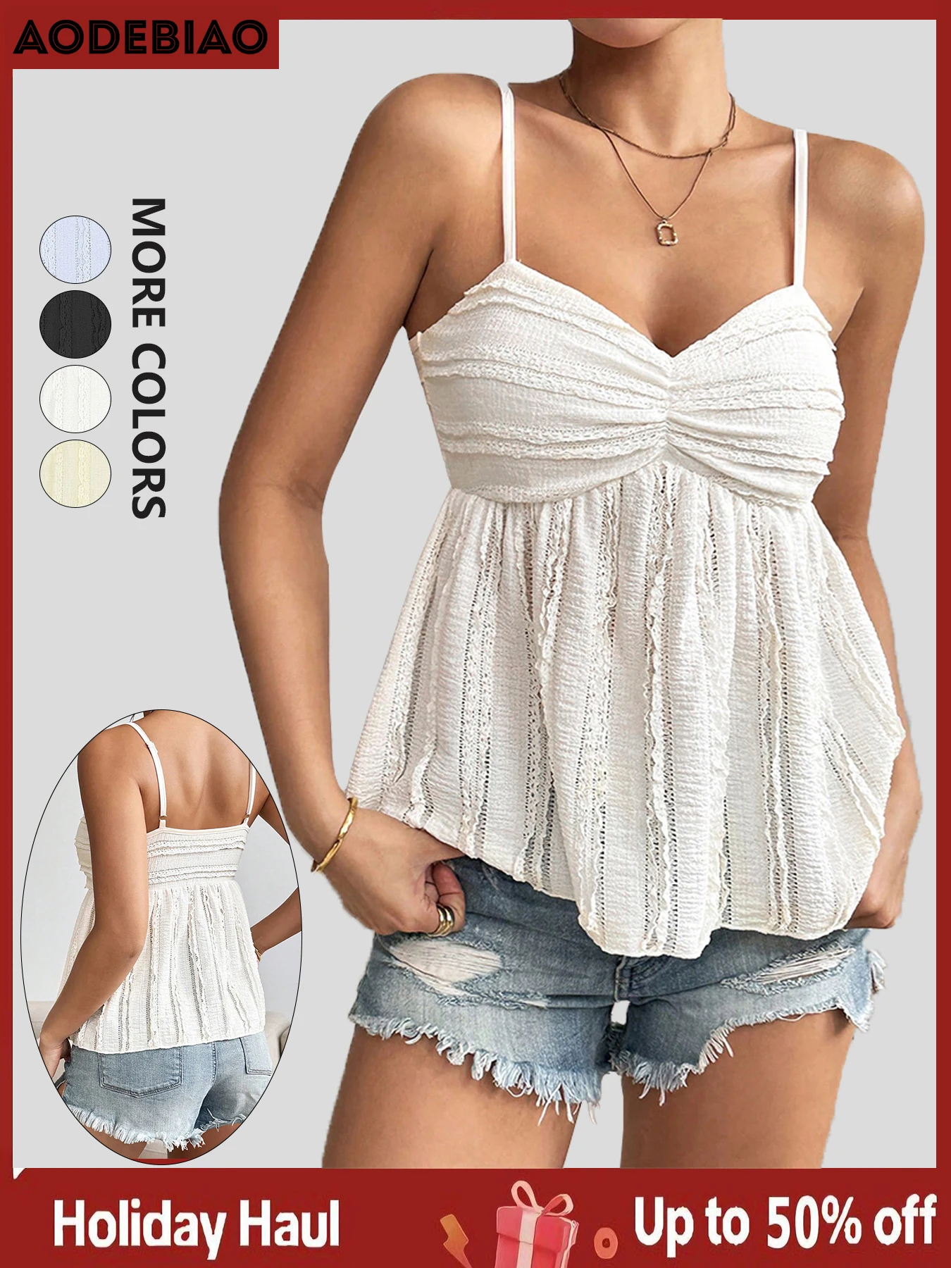 

AODEBIAO Sexy Women's Camis Summer Corset Slim Backless V-Neck Tank Top Women Streetwear Sleeveless Fashion Casual Camisole New