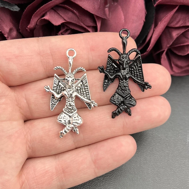 50pcs 3D Gothic Baphomet Pendants,Satan Charm,Satanic Imprint, Lucifer,Suitable Halloween For DIY Handmade Jewelry Accessories