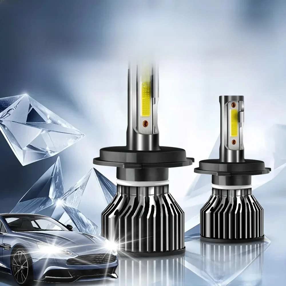 30000LM H1 H7 H11 9005 9006 H4 9004 9007 H13 LED-Scheinwerfer, hell, 6500 K, Weiß, für Autos, Plug & Play, leiser Lüfter, 2 Stück