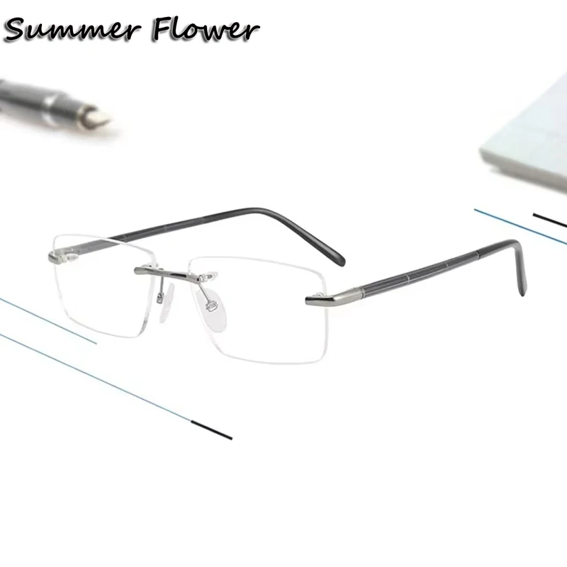 Quality Optical Rimless Spectacles High End Prescription Glasses Pure Titanium Frame Spring Hinge RX Crystal No Fading No Rust