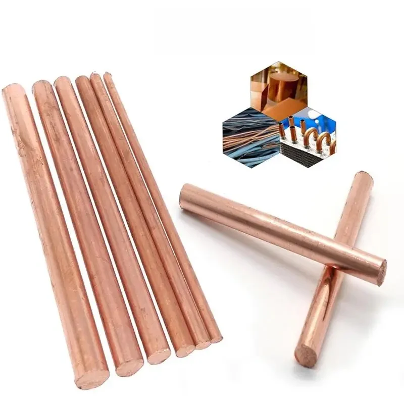 1 à 5 tiges rondes en cuivre, tiges métalliques en cuivre nu de 50 à 300 mm de long, tiges de tournage en cuivre adaptées aux travaux manuels en métal