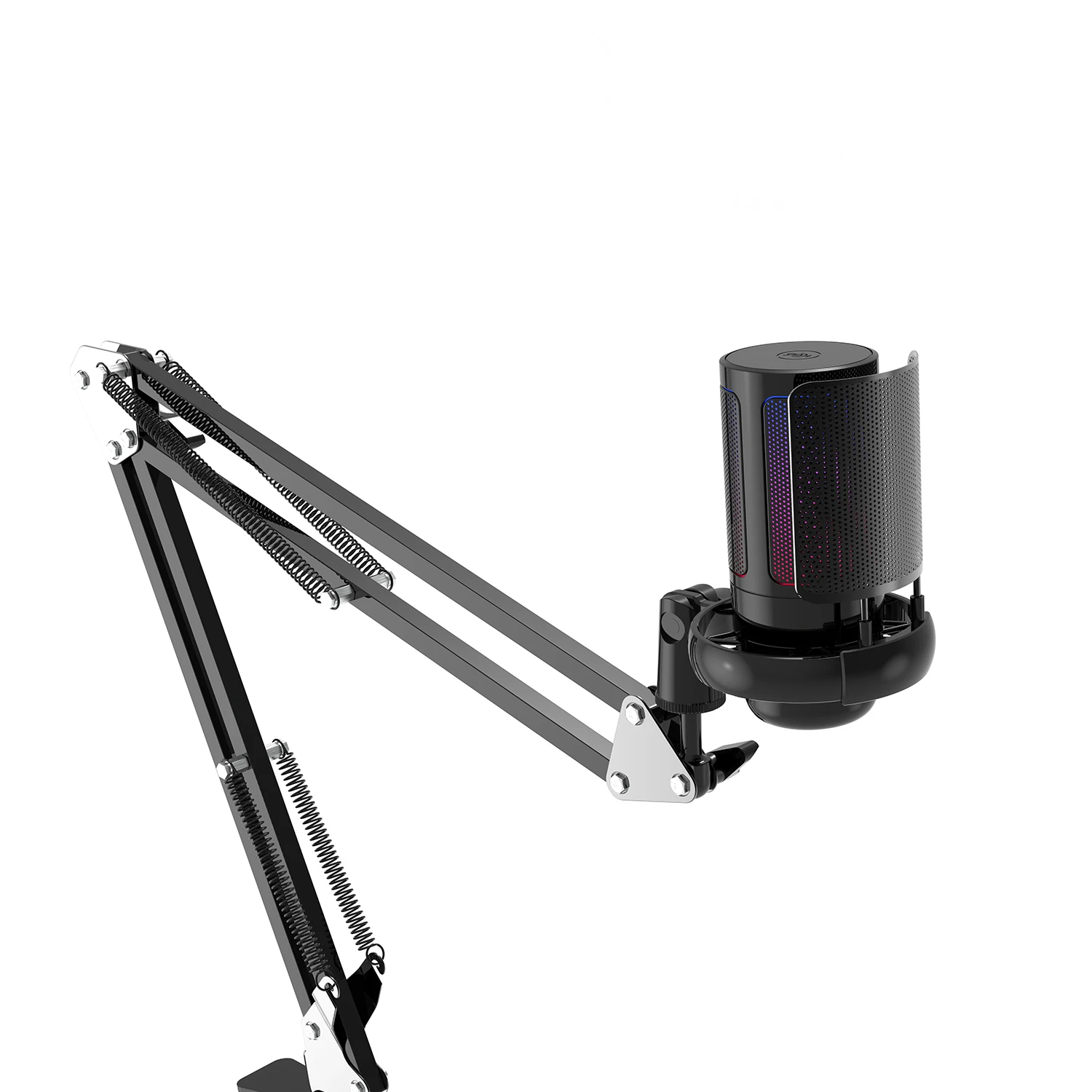 Gamer Condenser Microphone With Articulated Arm Professional Led Rgb Fire Phoenix Bk-806u Black