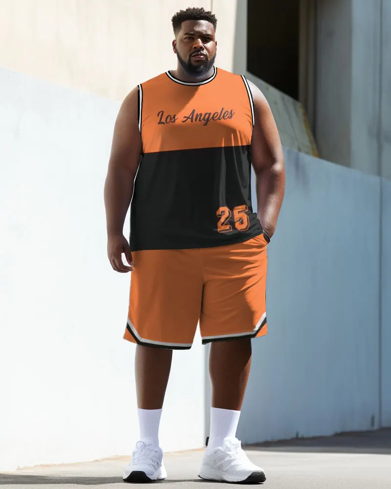 Biggmans-Conjunto de chaleco de talla grande para hombre, ropa informal, permanente y cómoda, con símbolo de baloncesto, condimentos de calle, L-9xl