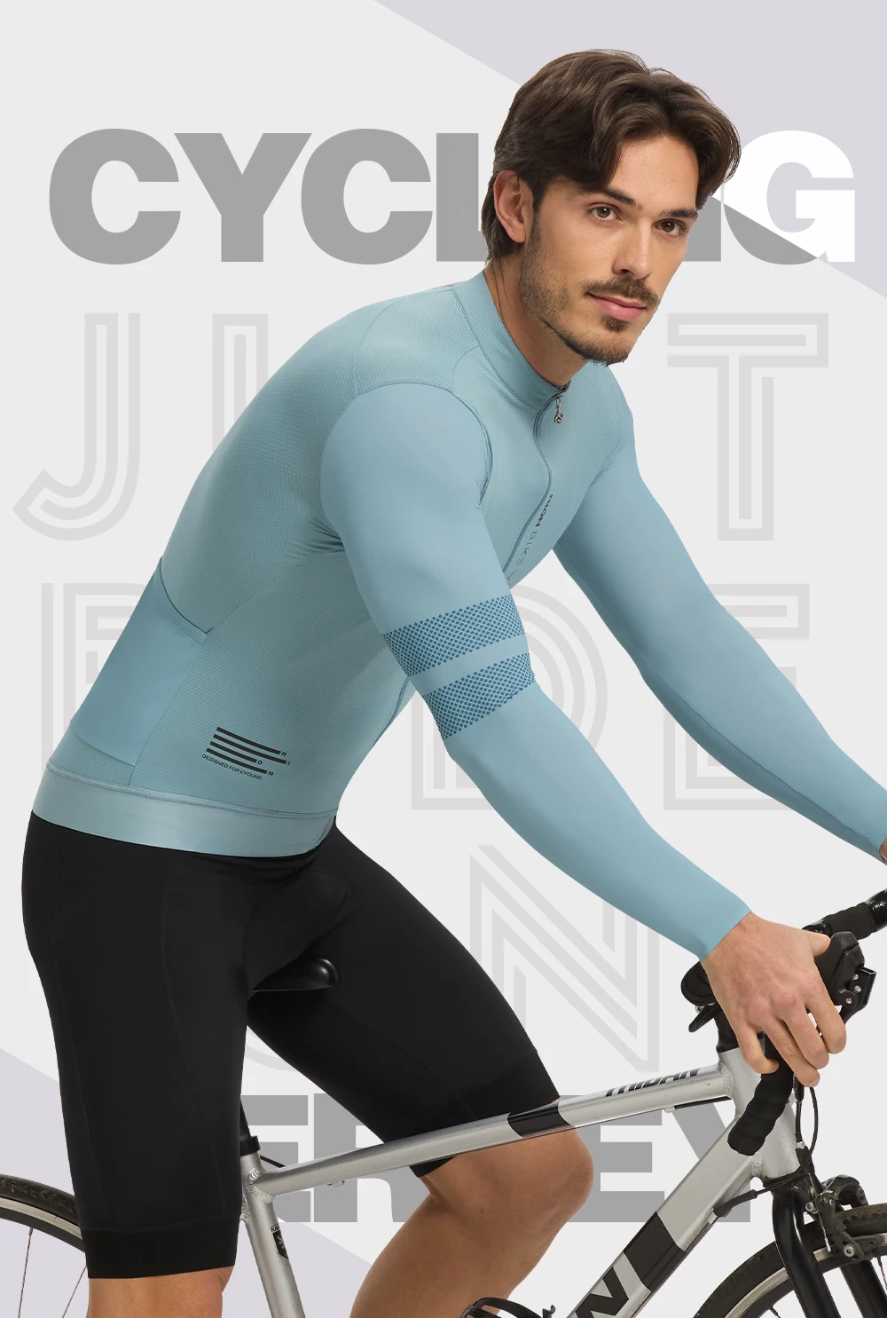 RION Herren-Radtrikot mit langen Ärmeln, Rennradtrikot, UPF 50+ Sonnenschutz, MTB-Radtrikot, Outdoor-Ausrüstung, schmale Passform, Größe 15-24 ℃ – Detail 1