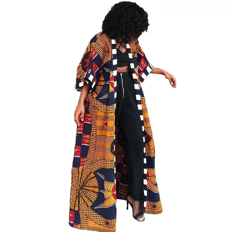 Robes africaines personnalisées pour femmes, imprimé ethnique africain, Trench-Coat ample et Long, Streetwear Dashiki, vêtements africains, Cardigan Afr