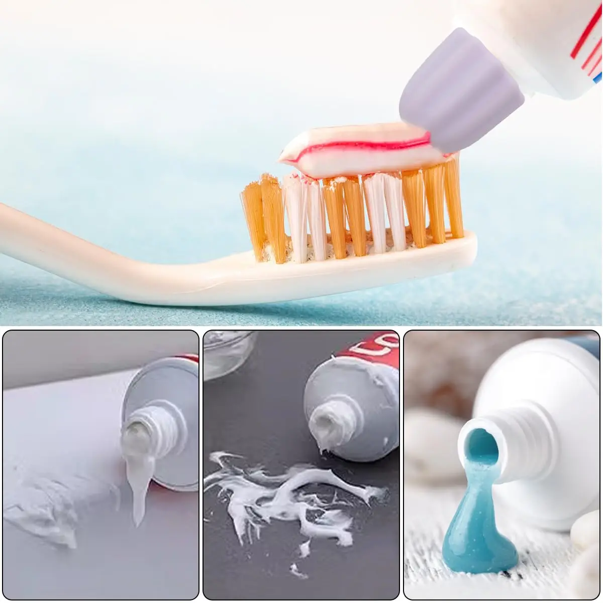 5Pcs Silicone Toothpaste Cap Self Closing Toothpaste Cap Mess-Free Toothpaste Dispenser Squeezer for Children and Adults