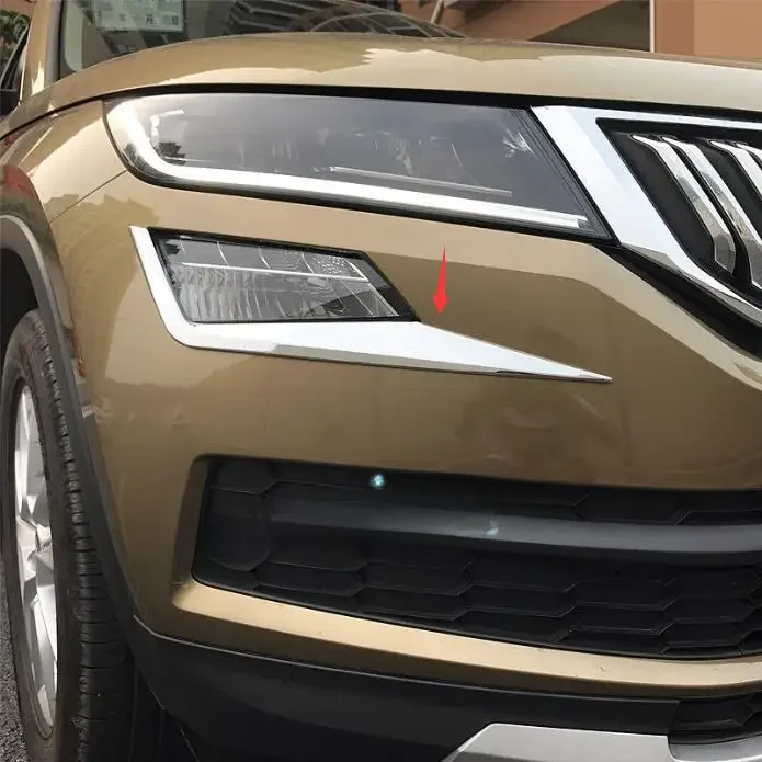 Dla Skoda Kodiaq 2017 2018 2019 ABS Chrome przednie światło przeciwmgielne dekoracyjne paski pokrywa wykończenia 2 sztuk Car Styling akcesoria! — zdjęcie 2