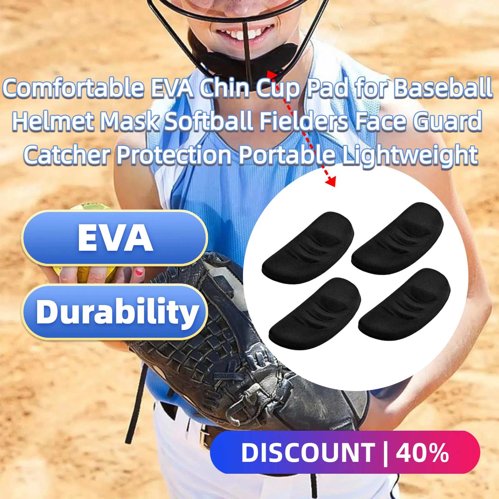 

Comfortable EVA Chin Cup Pad for Baseball Helmet Mask Softball Fielders Face Guard Catcher Protection Portable Lightweight