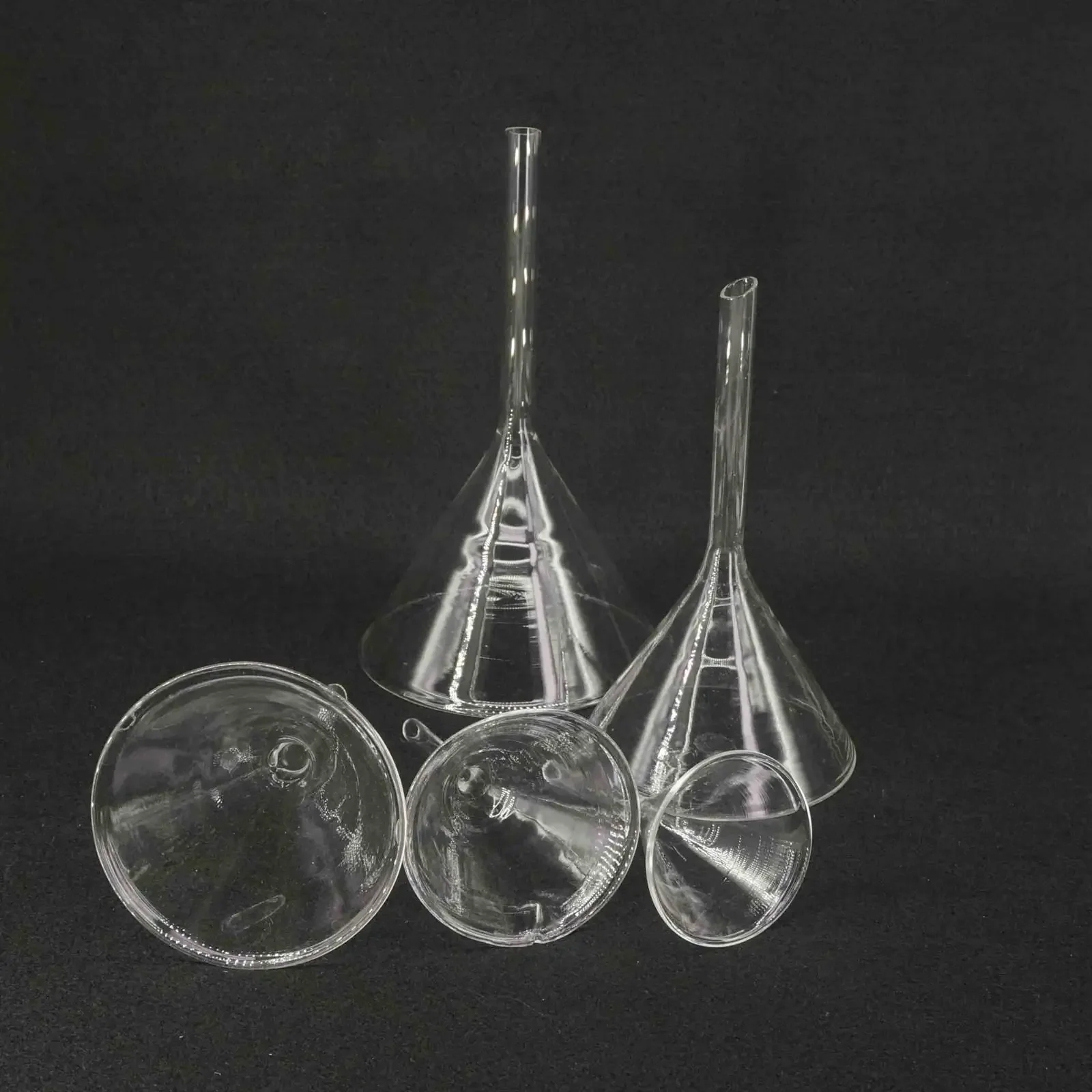 30mm/40mm/50mm/60mm/75mm/80mm/90mm/100mm/120mm miniaturowe szkło laboratoryjne lejek ze szkła borokrzemowego trójkąt lejek — zdjęcie 2