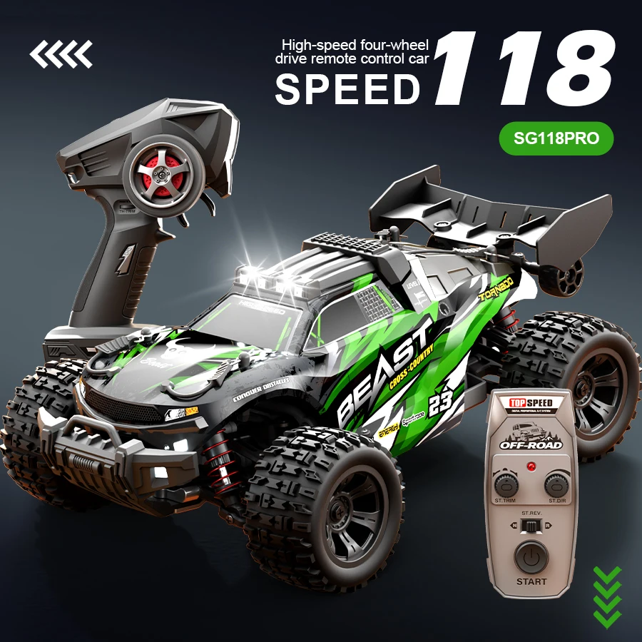 1/18 RC-Autos & Geländefahrzeuge 2,4G Ferngesteuert Höchstgeschwindigkeit 50Km/h 4WD Geländespielzeugauto mit Bürstenlosem ESC und Rutschfesten Reifen