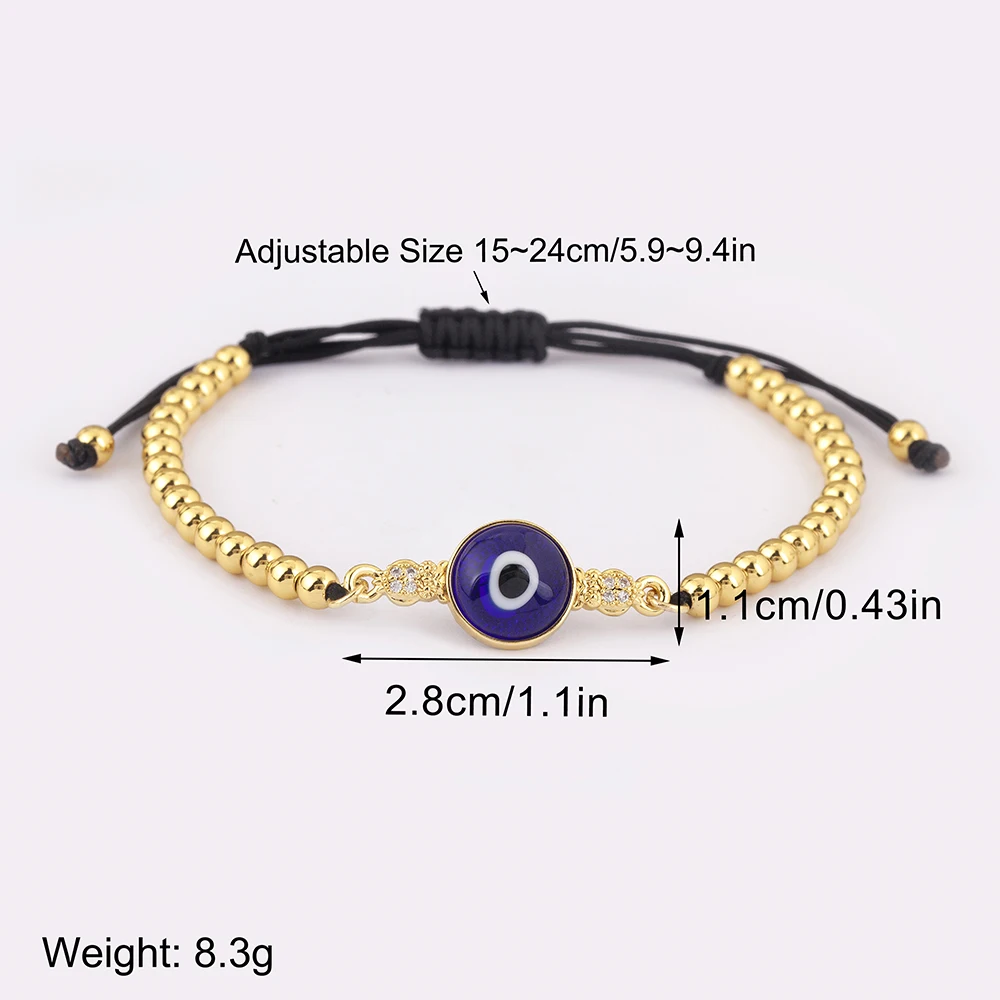 Nidin Classic New Design Round Beads Evil Eye Charm Bracelets Adjustable 6 Colors For Women Daily Party Jewelry Accessories Gift image 2