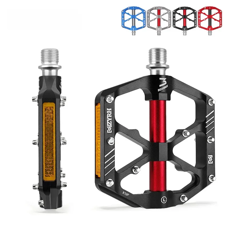 AliExpress MZYRH Reflective Bicycle Pedal 3 Bearings Non-Slip MTB Pedals Aluminum Alloy Flat Applicable Waterproof