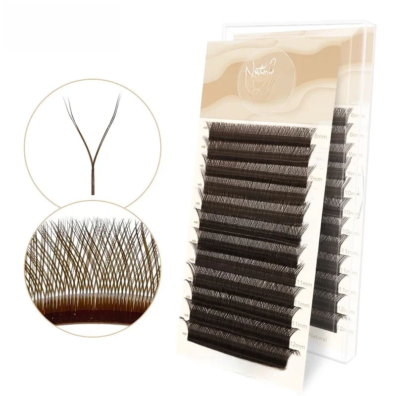 NATUHANA YY Shape Black Brown Eyelash Extension 0.07mm Two Tip Eyelashes Natural Y-Style Premade Volume Fan Lashes Makeup — zdjęcie 2