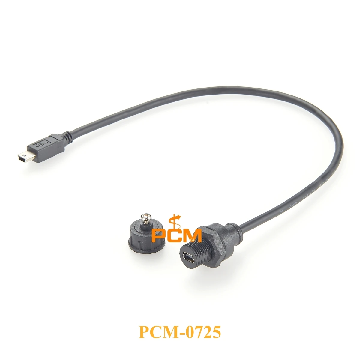 Waterproof Mini-USB cable panel mount cable with dust cover IP67 rating for outdoor Harsh Environment Applications