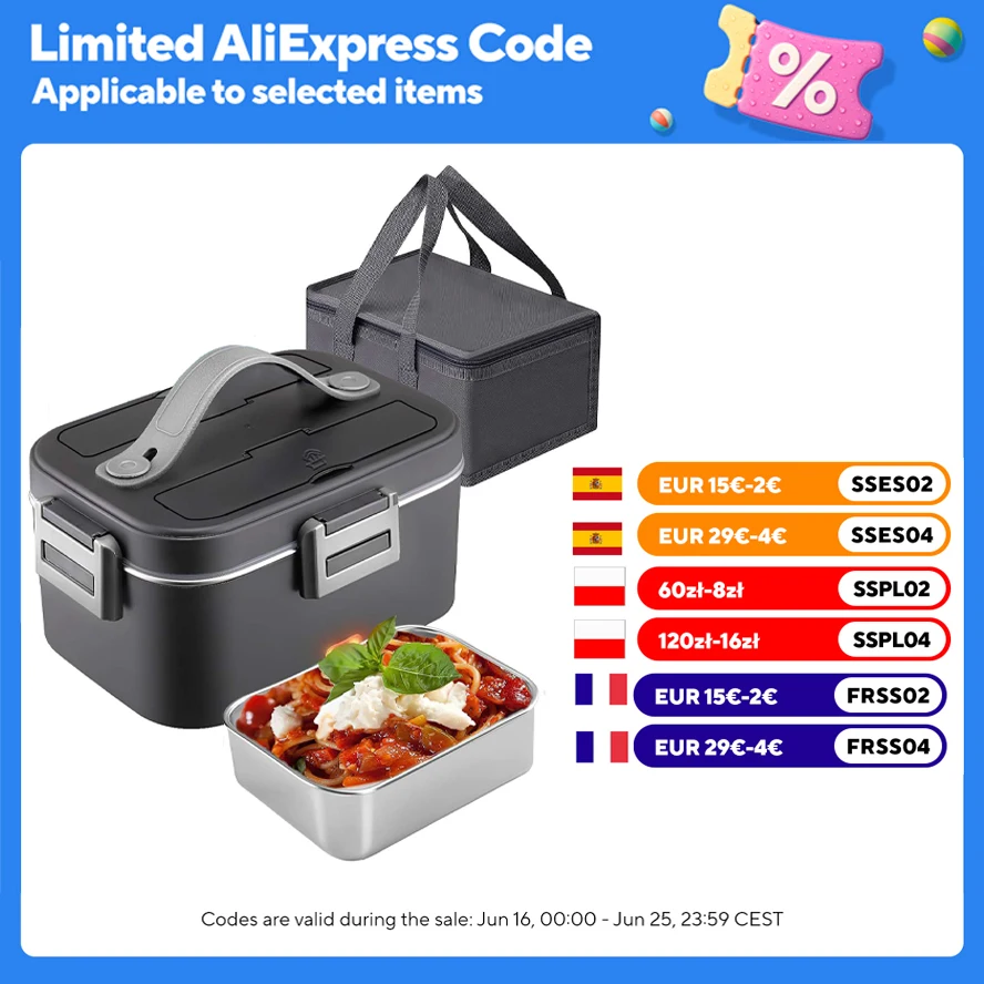 220V V 12V 24V Dual Use Home Car Elektrische Heizung Lunchbox Leaxof Tragbarer Lebensmittelwarmer Behälter Edelstahl