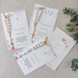 20/10pcs Baptism favor cards with rosaries Birthday Baptism Communion Christening Decor for your New born