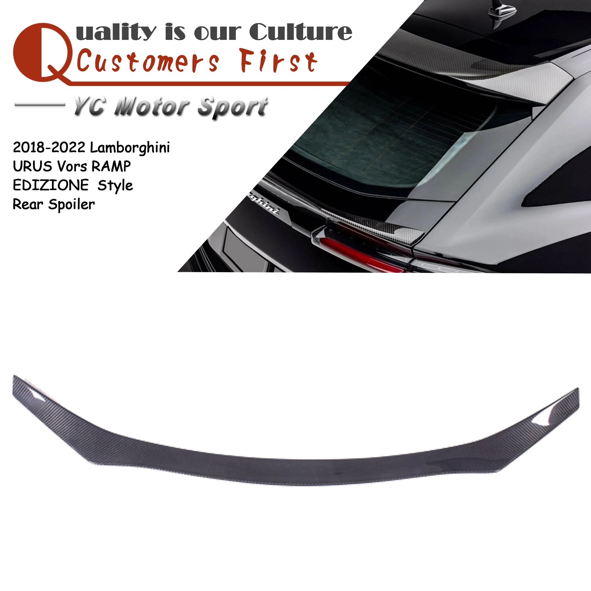 

Car Accessories Dry Carbon Fiber URUS Spoiler Fit For 2018-2022 Lamborghini URUS VORS RMP ED Style Rear Spoiler Wing