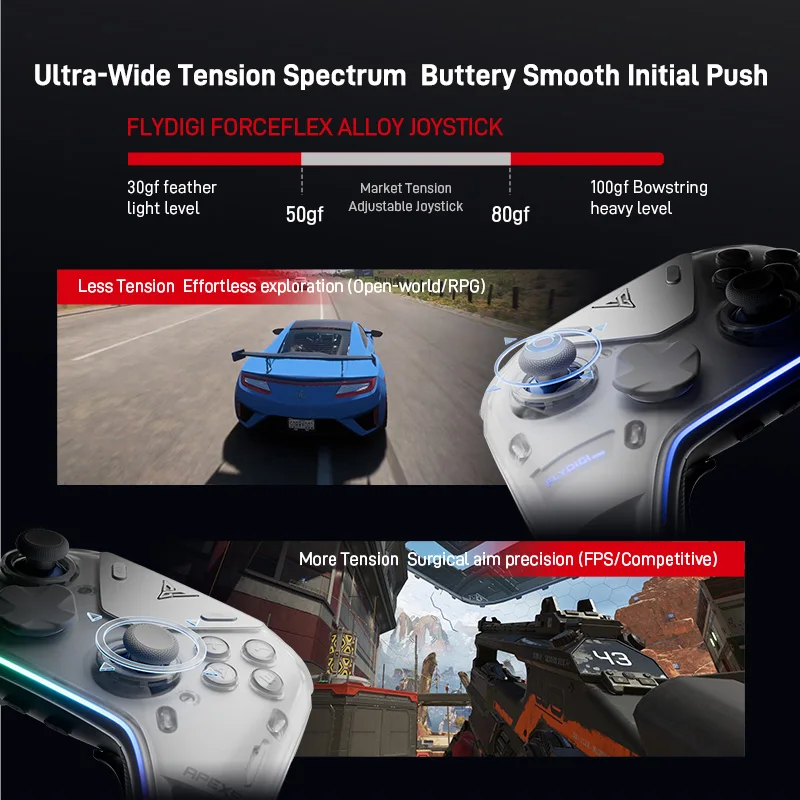 Flydigi APEX5 Wuchang Controller Force-adjustable Alloy Hall Joystick 2.0, Forceadapt Triggers Support PC/Switch/Android/iOS MFI