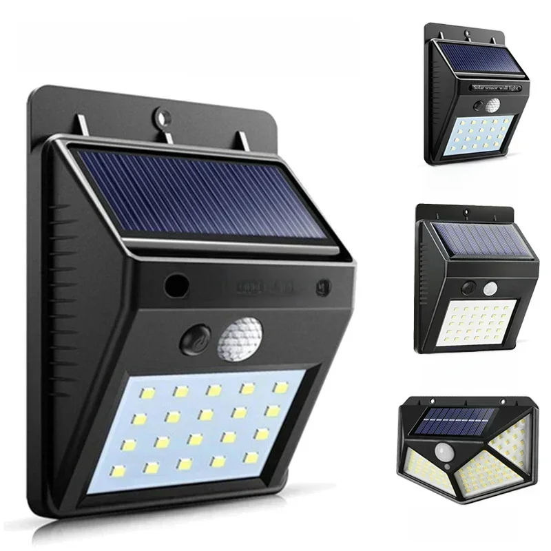 LED Solar Light PIR Motion Sensor Lâmpada de parede, impermeável, Powered Sunlight, Street Lamp,