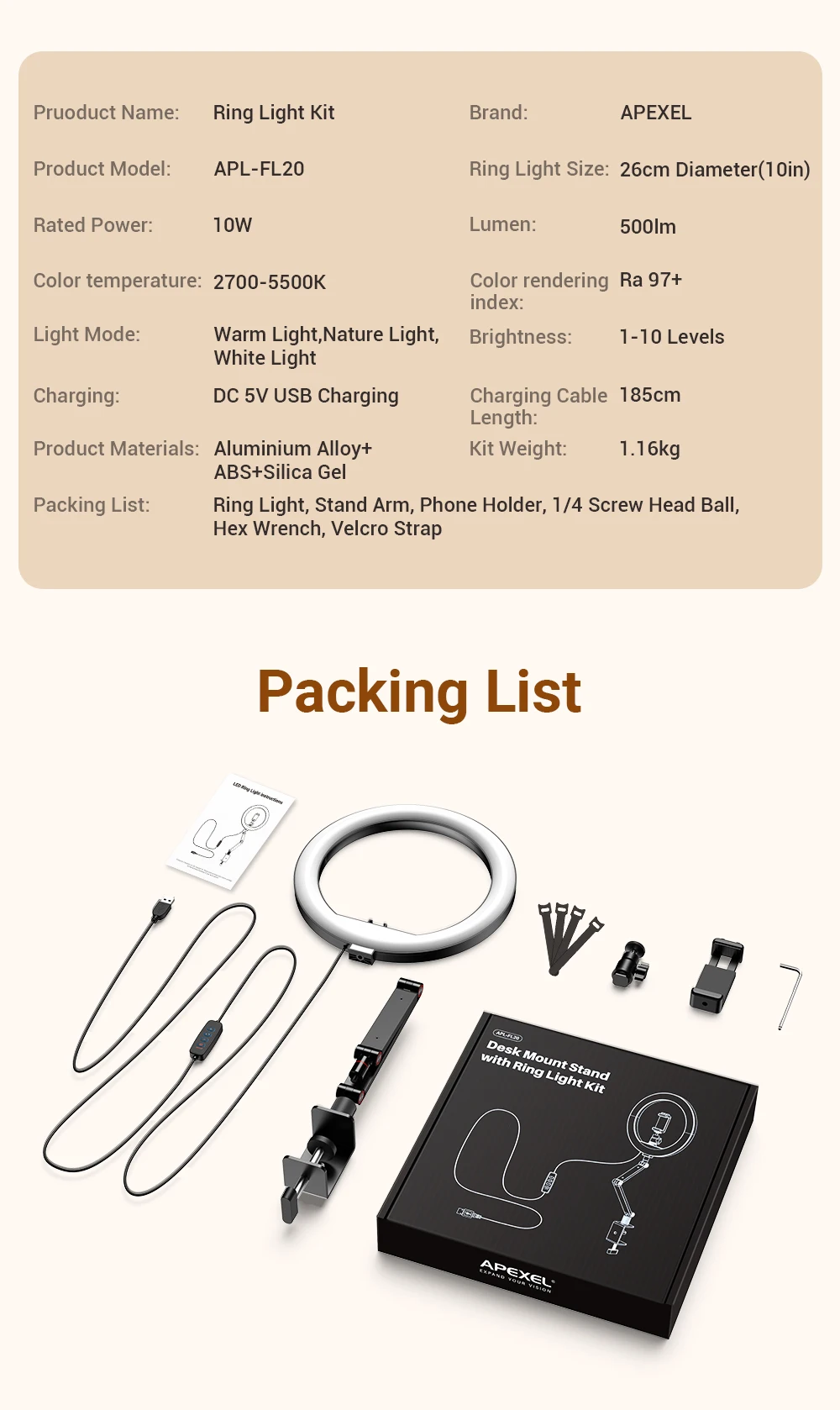 Selfie Ring Light Photography Led Rim Of Lamp with Optional Mobile Holder Mounting Tripod Stand Ringlight For Live Video