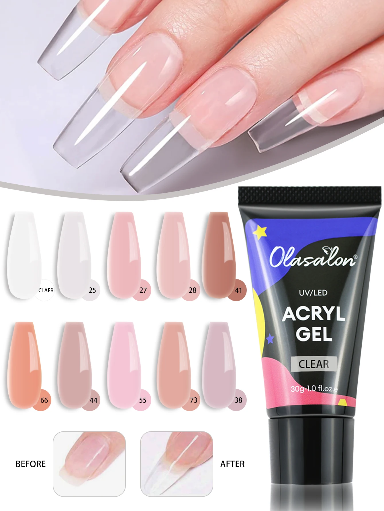 

30g acrylic gel nail extension gel nail polish clear acrylic crystal gel build polymer varnish stamp nails, crystal nail art
