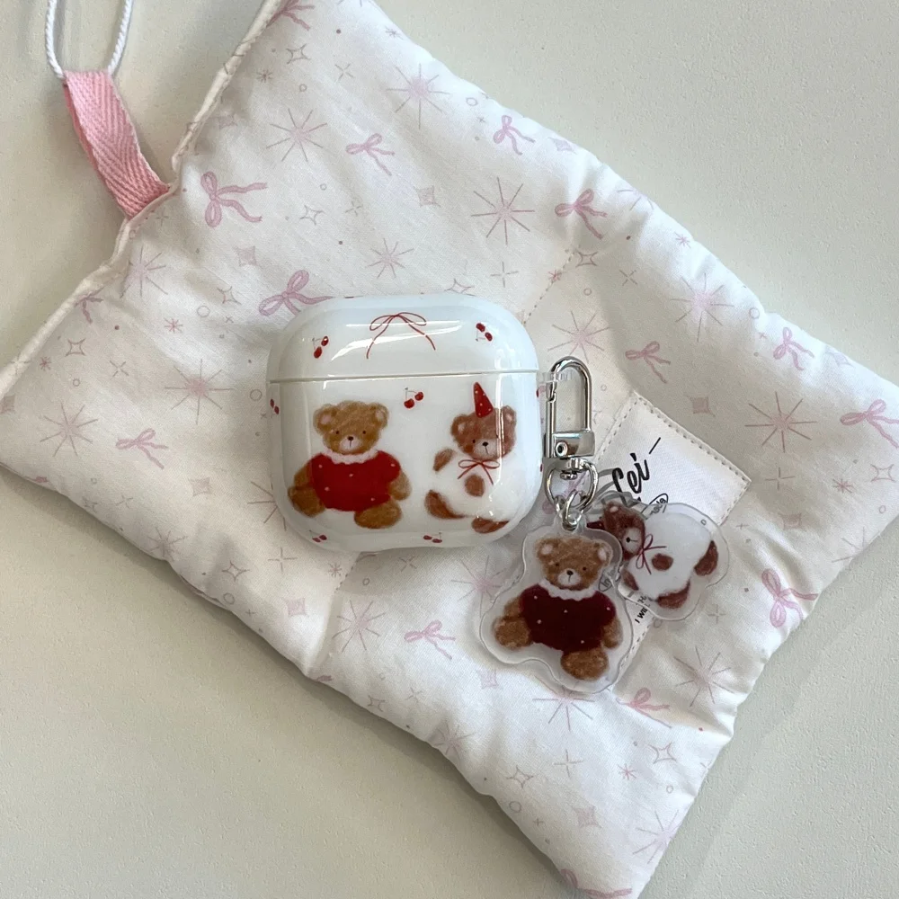 

Cute bear doll headphone protective case, suitable for AirPods 4/3/2 Pro/2/4, with pendant, cute new shockproof protective case
